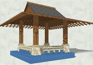 东南亚完整详细的亭子素材设计SU(草图大师)模型