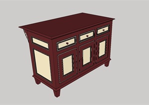 中式风格木质柜子SU(草图大师)模型