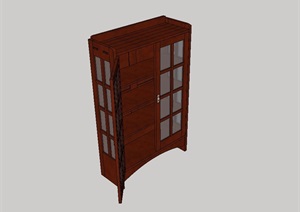中式风格木质书柜设计SU(草图大师)模型