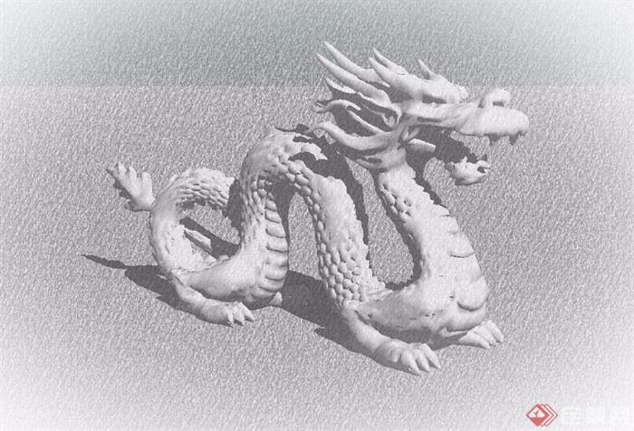 一条龙动物雕塑素材设计su模型