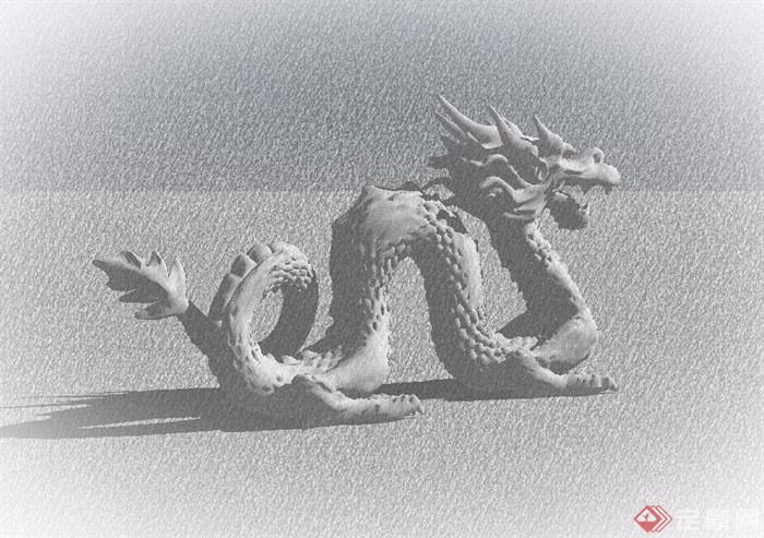 一条龙动物雕塑素材设计su模型