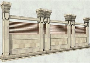 欧式精致详细的景观墙设计SU(草图大师)模型