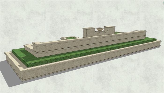 欧式风格详细水景景观墙设计su模型
