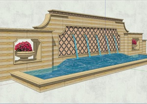 欧式水景景观墙设计SU(草图大师)模型