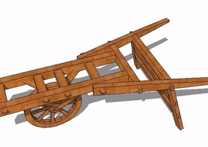 木制独轮车SU(草图大师)模型