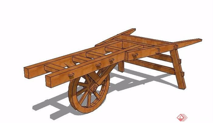木制独轮车su模型
