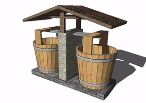 水桶园林景观小品素材设计SU(草图大师)模型
