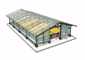 竹棚温室建筑设计SU(草图大师)模型