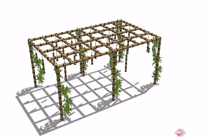 某园林景观竹棚花架设计su模型