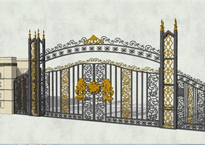 某欧式围墙大门SU(草图大师)模型