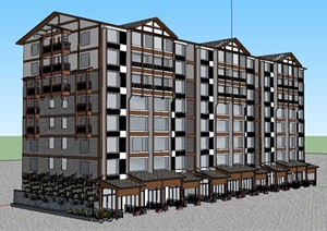 中式商业小区住宅建筑设计SU(草图大师)模型