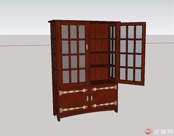 某家具木质柜子设计su模型