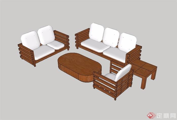 中式风格室内桌椅组合su模型