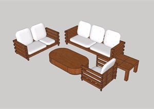 中式风格室内桌椅组合SU(草图大师)模型