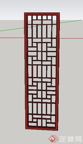中式木制门扇su模型
