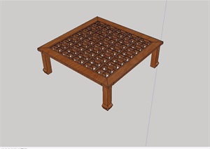 中式木质独特的桌子设计SU(草图大师)模型