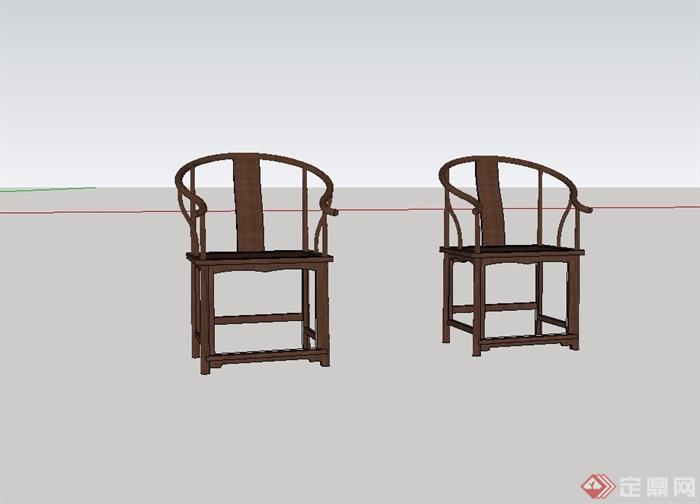 木质太师椅子设计su模型