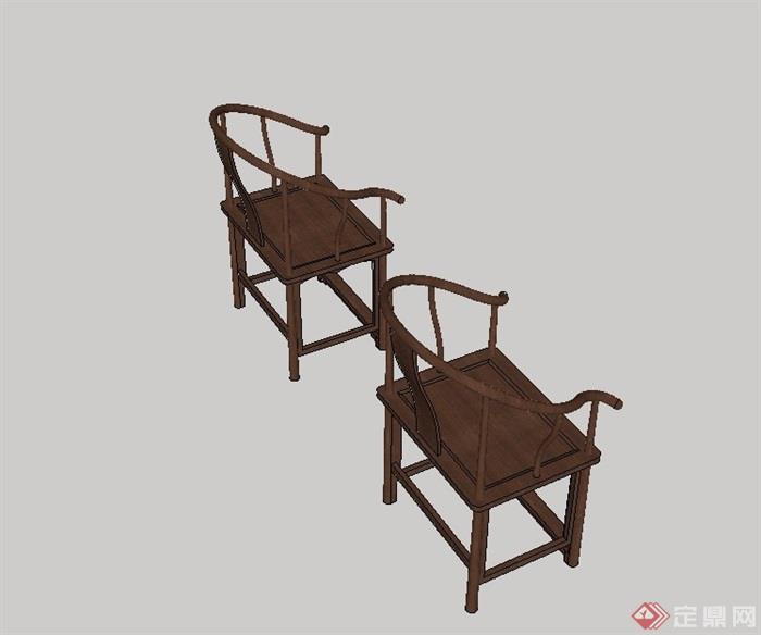木质太师椅子设计su模型