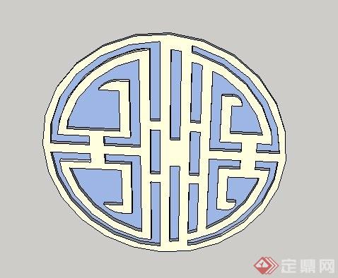中式简洁花窗设计su模型