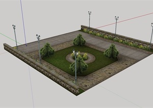 园林景观道路节点景观设计SU(草图大师)模型
