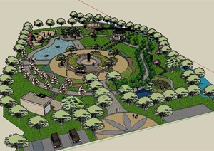 某欧式风格小公园景观设计SU(草图大师)模型