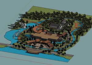 环岛公园详细景观设计SU(草图大师)模型