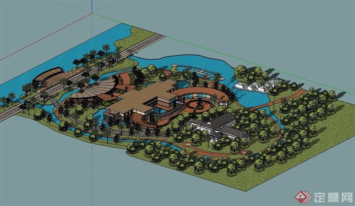 环岛公园详细景观设计su模型