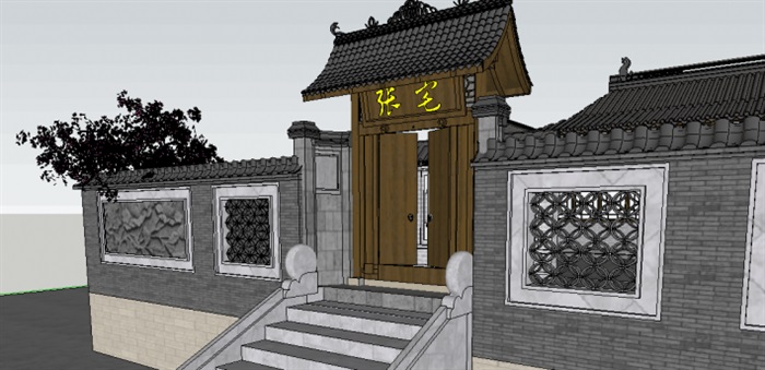一个古典中式四合字别墅ＳＵ模型(7)