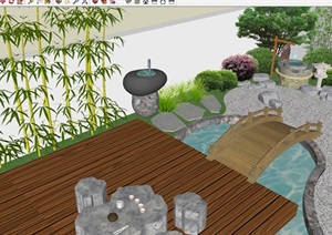 小日式别墅庭院方案SU(草图大师)模型