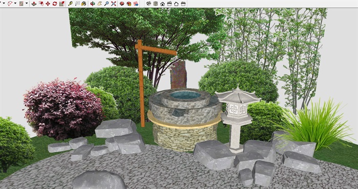 小日式别墅庭院方案SU模型(2)