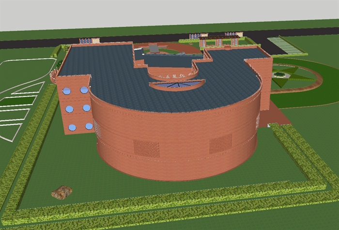 一个红砖纪念馆建筑方案ＳＵ模型(3)