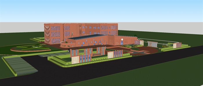 一个红砖纪念馆建筑方案ＳＵ模型(4)