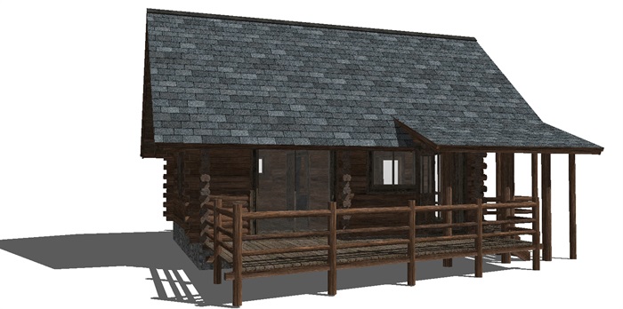 两个湖边小木屋别墅ＳＵ模型(2)