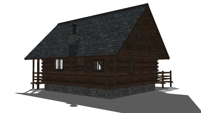 两个湖边小木屋别墅ＳＵ模型(5)