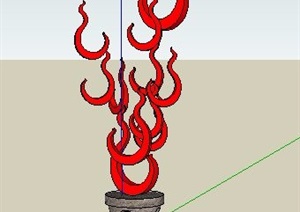 火焰元素雕塑SU(草图大师)模型