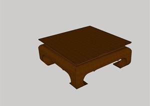 木质详细的室内桌子设计SU(草图大师)模型