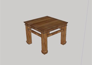 中式风格木质凳子设计SU(草图大师)模型
