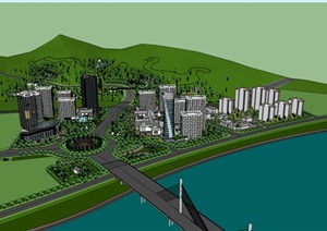 开发区小区城市景观设计SU(草图大师)模型