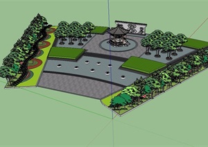 古典中式风格详细的公园景观设计SU(草图大师)模型