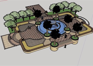 欧式风格详细小广场景观设计SU(草图大师)模型