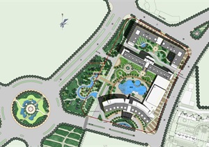 中式经典国际豪华星级酒店宾馆建筑设计SU(草图大师)模型