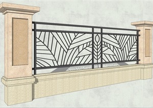 围墙详细完整设计SU(草图大师)模型