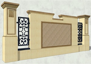 某欧式详细完整的围墙设计SU(草图大师)模型