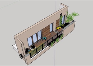 现代住宅阳台景观设计SU(草图大师)模型