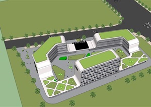 社区医院精细建筑设计SU(草图大师)模型
