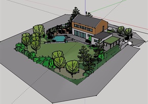民居庭院景观设计SU(草图大师)模型