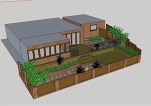 现代简单的庭院景观素材设计SU(草图大师)模型