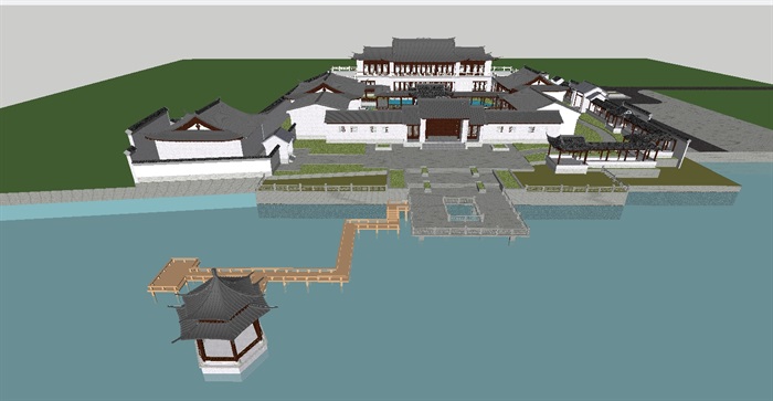 一个古典中式湖景会所ＳＵ模型(6)
