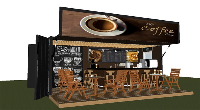 集装箱式小咖啡厅SU模型(2)