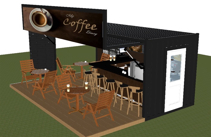 集装箱式小咖啡厅SU模型(4)